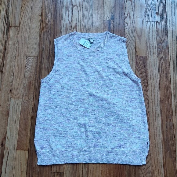 J Crew Knit Cotton Linen Vest Sweater Pink Purple White Coral Sleeveless XL - Picture 4 of 16